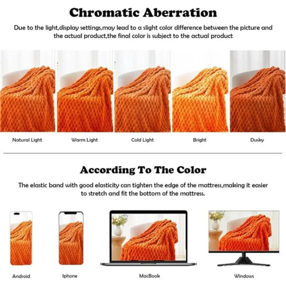Super Soft Throw Blanket Orange Premium Silky Flannel Fleece 3D Clouds 50